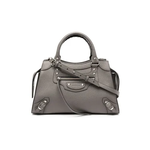 Balenciaga Neo Classic Коровья кожа Сумка сома Сумка через плечо Сумка Маленькая Women's Silver Серый