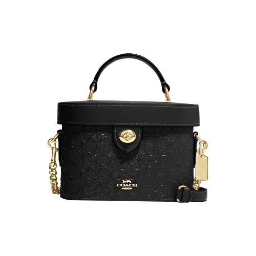 COACH Kay Лакированная кожа с гладкой кожей Сумка для коробок Сумка Сумка через плечо Сумка через плечо Маленькая Женская Черная