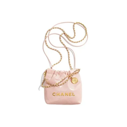 CHANEL 22Bag Яркий Телячья кожа Ведрообразная Сумка Сумка через плечо Мини Женская Розовая