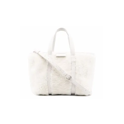 Balenciaga Barbes Sheepskin Shearling Crossbody Bag Small Women's White