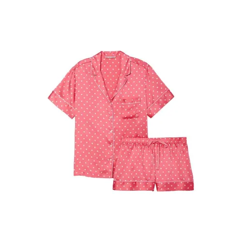Victoria's Secret Satin Short Pajama Set Pajama Set Women's Red Polka Dot