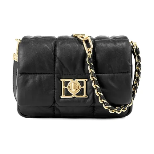 BOSSSUNWEN Корова Кожа Цепь Маленькая Квадратная Сумка Сумка через плечо Сумка на одно плечо Маленькая Женская Черная