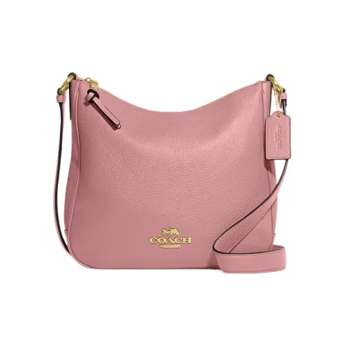 COACH Ellie Pebble Кожа Сумка для документов Сумка через плечо Средняя Женская Розовая