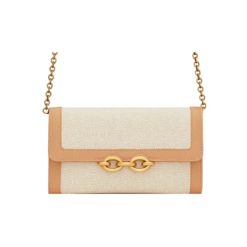 SAINT LAURENT LE MAILLON Хлопок с коровьей кожей Сумка через плечо Кошелек Женские Коричневый