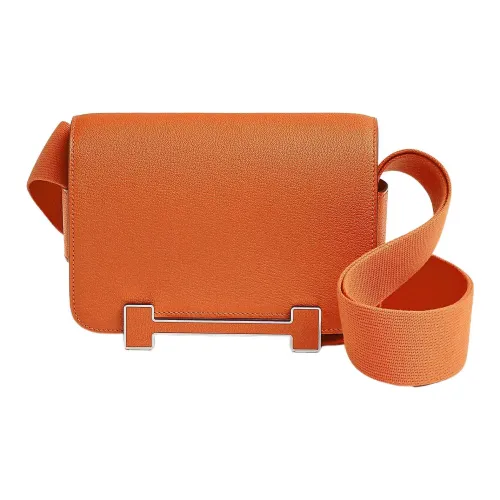 HERMES Geta Козья кожа Сумка через плечо Женская Апельсин