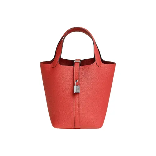 HERMES Picotin Lock Maurice Bullock Кожа Корзинка-сумка Сумка-ведро Сумка 18 Женская 9T Capucine Оранжево-красный