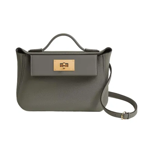 HERMES 24 24 Evercolor Swift Телячья кожа Сумка Сумка через плечо Сумка через плечо Мини Женская Дождевой облачный серый цвет