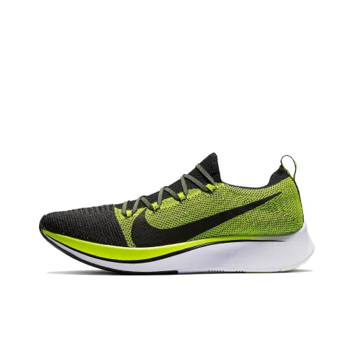 Nike Zoom Fly Flyknit Амортизирующие низкие беговые кроссовки для мужчин зеленые и черные с противоскользящим эффектом