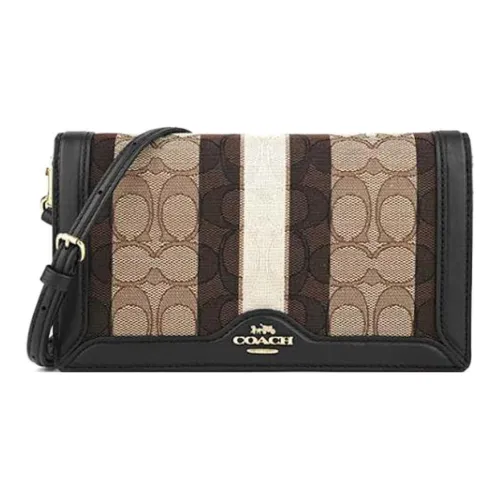 COACH Anna Жаккард С кожаными вставками Сумка через плечо Маленькая Женская Многоцветная