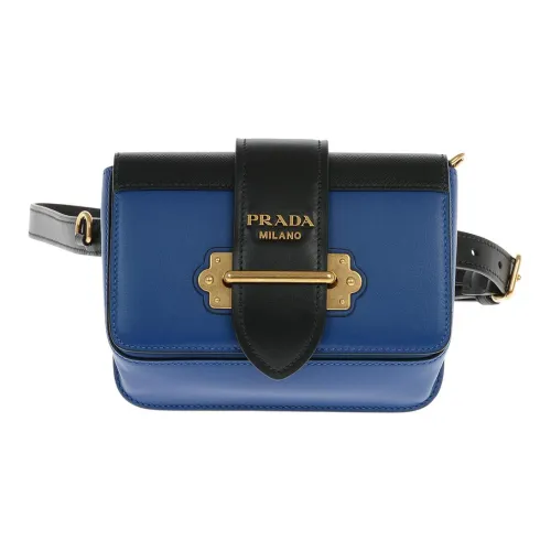 PRADA Cahier Телячья кожа Одно плечо Через плечо Бананка Женские Синий