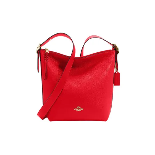 COACH Сумка-ведро из галечной кожи сумка через плечо маленькая женская красная