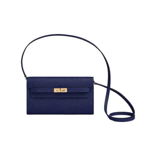 HERMES Kelly To Go Эпсомская кожа Сумка через плечо Женская 73 BLEU Saphir Сапфир Синий