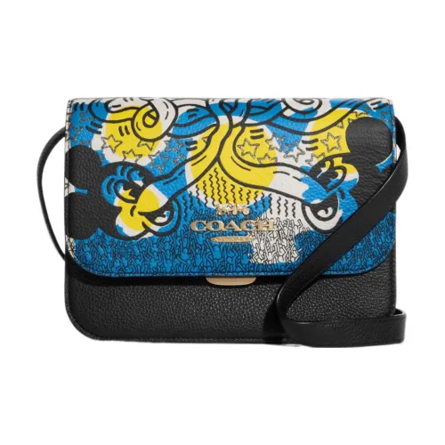 COACH Disney Коллаборация Brynn кожа сумка через плечо средний размер женский черный и синий