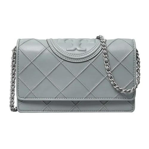 TORY BURCH Fleming кожаная сумка через плечо кошелек мини женский синий серый