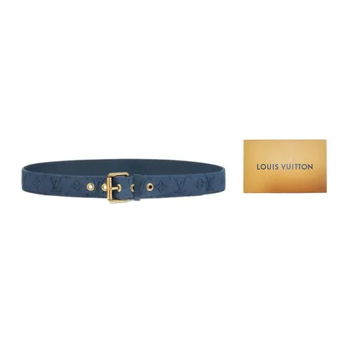 LOUIS VUITTON Denim Телячья кожа Ремень Унисекс Ширина 3,5 см
