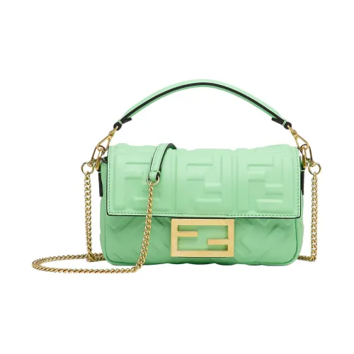 FENDI Baguette Овечья шкура Сумка Baguette Сумка через плечо Сумка через плечо Мини Женская Зеленая