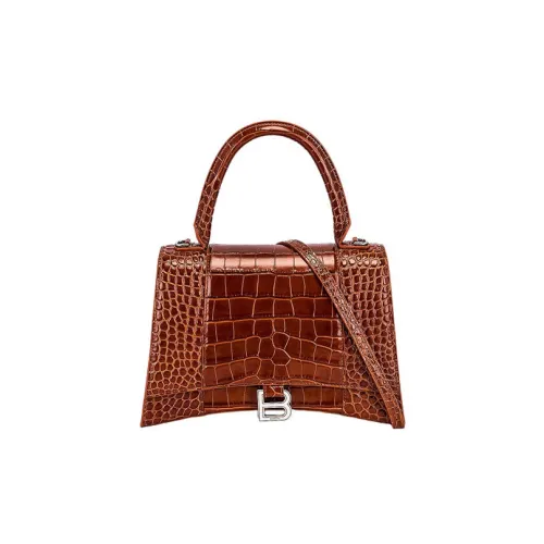 Balenciaga HOURGLASS Кожа Сумка Hourglass Сумка через плечо Сумка среднего размера Женская Темно-коричневая