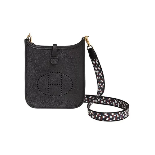 HERMES Evelyne Clemence Bullock Кожаная Сумка через плечо Сумка на плечо Женская Черная