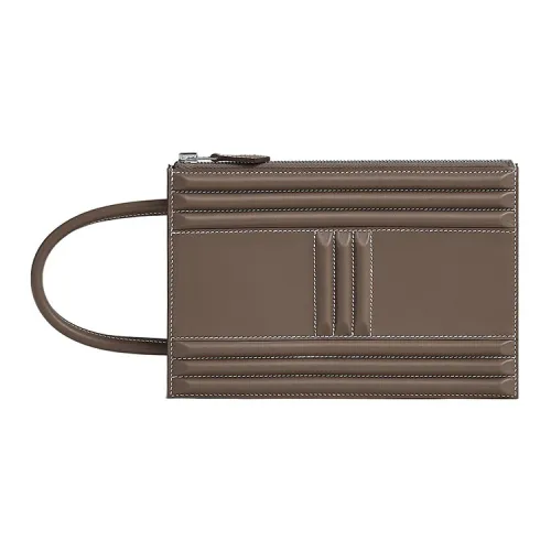 HERMES Tadelakt Телячья кожа Овечья шкура Подкладка Сумка Клатч Женские 8C Gris Слоновой серый