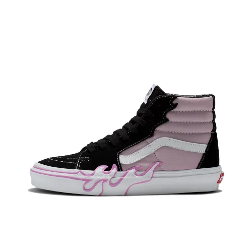 Vans SK8 Flame High Top Скейтборд Кроссовки Унисекс Черный Белый Розовый