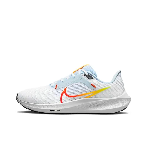 Nike Air Zoom Pegasus 40 Устойчивый к истиранию Дышащий Низкий Топ Повседневные Тренировочные Беговые кроссовки Женские Белые Синие Оранжевые