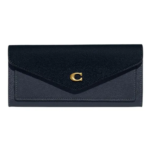 COACH Wyn Зернистая кожа личи кожа сумка-конверт держатель для карт кошелек маленький женский морской синий