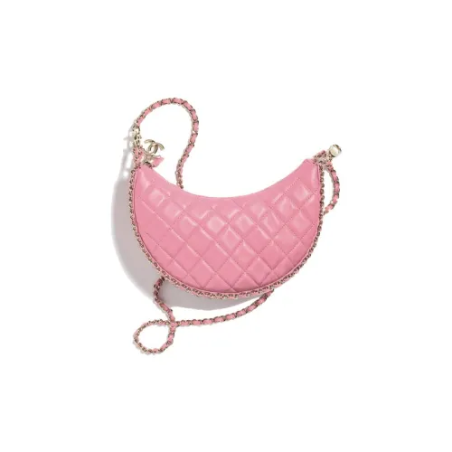 CHANEL Овечья кожа Сумка-полумесяц Сумка-пельмени Сумка-хобо Сумка через плечо Маленькая женская сумка Розовая