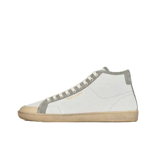 SAINT LAURENT SL 39 Court Classic MID Топ Стильные Скейтбординги Женские Белые Серые Потертые