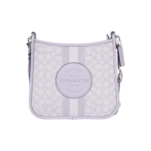 COACH Dempsey Жаккардовая ткань с коровьей кожей Сумка через плечо Средняя Женская Сиреневый Фиолетовый