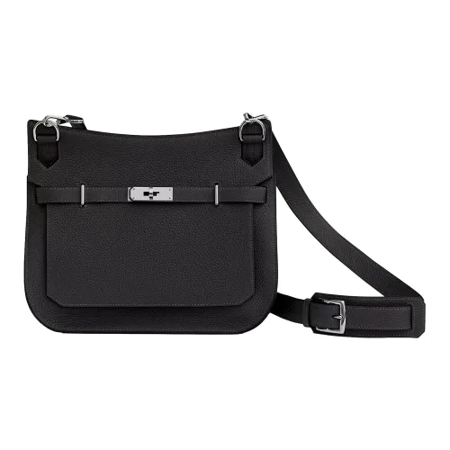 HERMES Jypsiere Clemence Коровья кожа Сумка через плечо Женская Черная