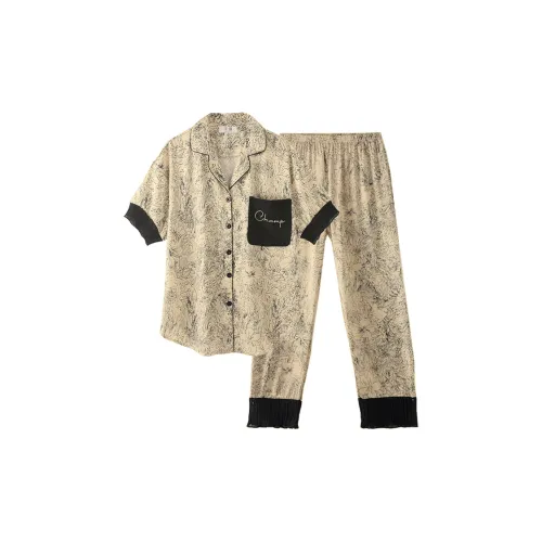 Chun Xi CX19838 Ледяной шелк Короткий рукав Домашняя одежда Женские пижамные комплекты