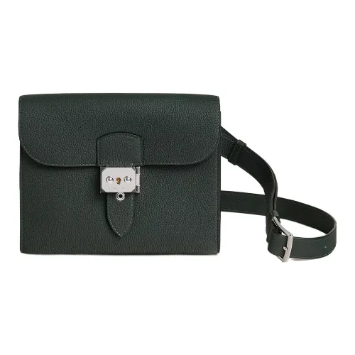 HERMES Sac A Depeches Коровья кожа Togo Курьерская сумка Сумка через плечо Мужская 67 Vert FONCE Темно-зеленый