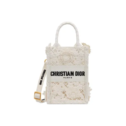 DIOR Вышивка Тоут Сумка Сумка для покупок Чехол для телефона Сумка через плечо Сумка Мини Women's White