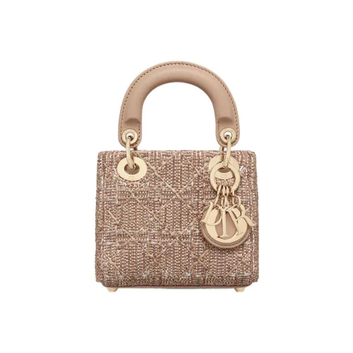 DIOR Lady Dior Рафия Соломенное плетение Вышивка Коровья кожа Сумка Lady Dior Сумка через плечо Сумка Extra Mini