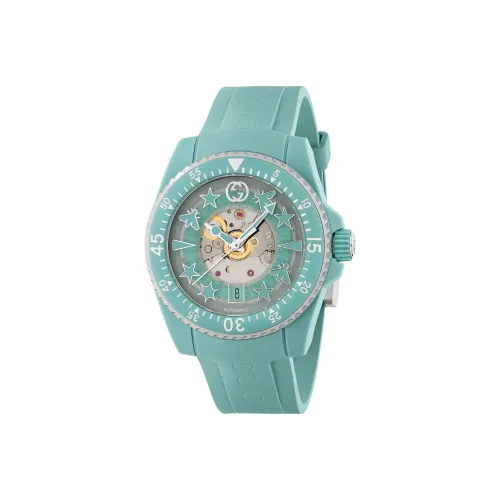 GUCCI Женские часы Автоматический механический механизм пластиковый ремешок 44 мм зеленый циферблат
