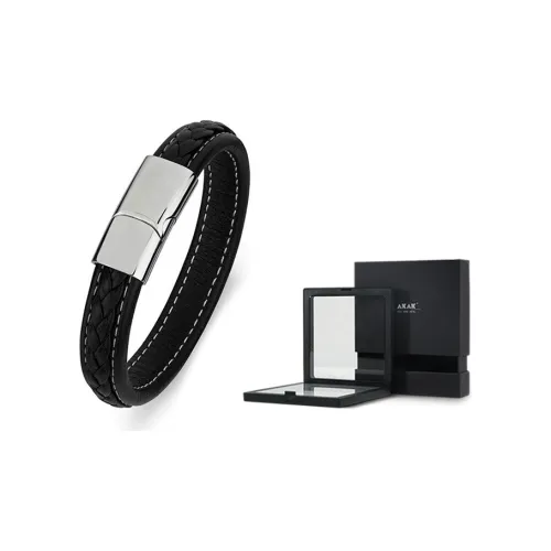 AKAK Браслеты из титановой стали, черный, тканый, кожа, браслет, мужской