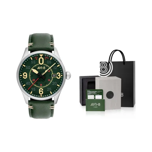 AVI 8 Мужские часы Автоматический механический механизм ремень из натуральной кожи зеленый циферблат модель AV 4090 03