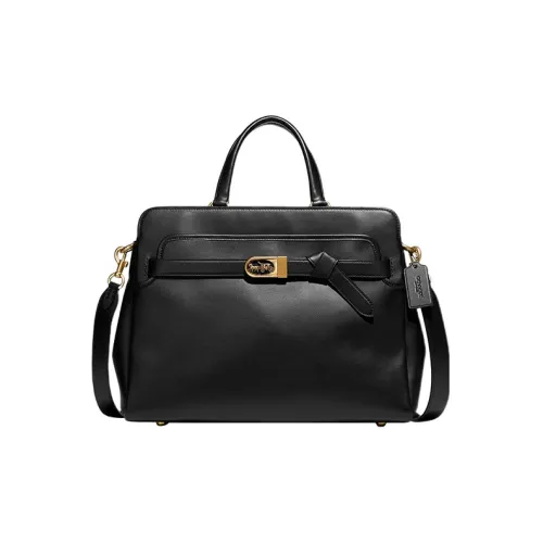 COACH Tate Кожа Сумка через плечо Сумка Большая Женская Черная