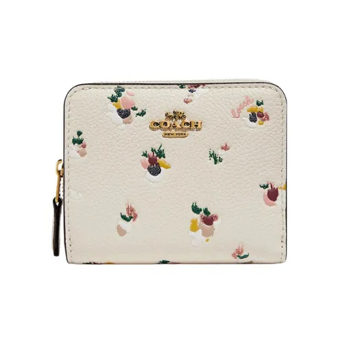 COACH Держатель для карт из кожи Billfold Wallet женский цвет слоновая серый