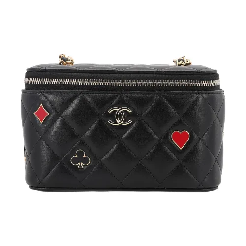 CHANEL Lambskin Box Bag Shoulder Bag Makeup Bag Women's Black