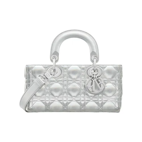 DIOR LADY D JOY Sheepskin Сумка Lady Dior Сумка через плечо Сумка Маленькая Женская Флуоресцентная Серебряная