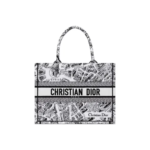 DIOR BookTote Вышивка Тоут Сумка Сумка для покупок Сумка Средний Women's White Черный