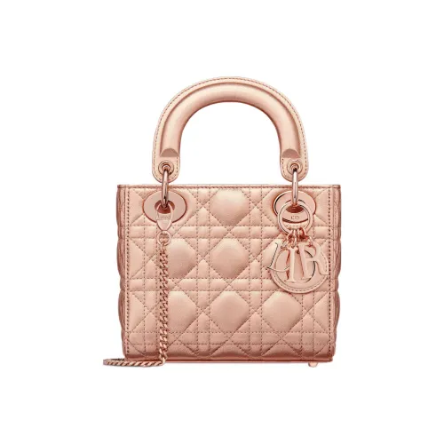 DIOR Lady Dior Sheepskin Сумка Lady Dior Сумка через плечо Сумка Мини Женская Неоново-розовая