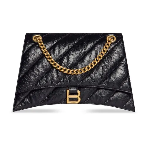 Balenciaga Crush Burnished Коровья кожа Сумка Сумка через плечо Женская Черная