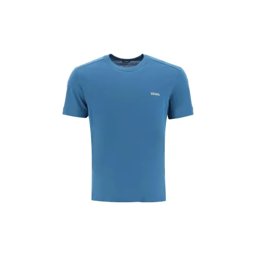 Ermenegildo Zegna Blue Men's T-Shirts Эргенжильдо Зегна Синий Мужской Т-Рубашки
