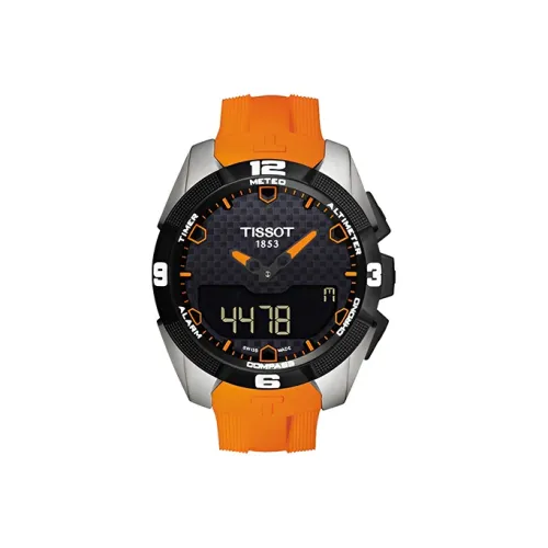 TISSOT Quartz Механизм Мужские часы Часы Синий циферблат Титан Корпус часов Резиновый ремешок T091,420.47,051.01