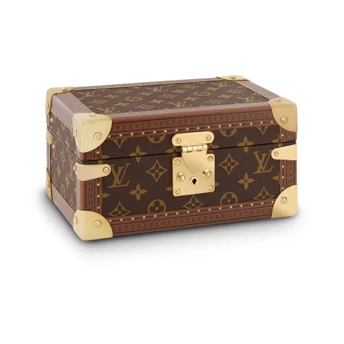 LOUIS VUITTON COFFRET TRESOR Кожа Хранение Коробка Унисекс Коричневый Синий