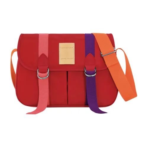 LONGCHAMP Le Pliage RE Play Холст Кожа Цвет Кожаный Сумка через плечо Большая Женская Красная