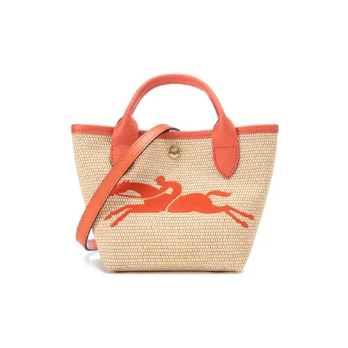 LONGCHAMP Плетеная соломенная ткань льняная ткань с коровьей кожей сумка-пельмени сумка через плечо женская хаки и апельсин