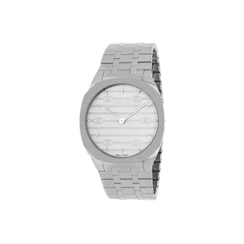 GUCCI Женские часы Кварцевый механизм Ремешок из нержавеющей стали 38 мм Серебристый циферблат
